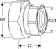 Gewindefitting mit Innengewinde und freilaufender Mutter von IMI Hydronic Engineering, dargestellt in einer technischen Zeichnung mit Maßangaben.